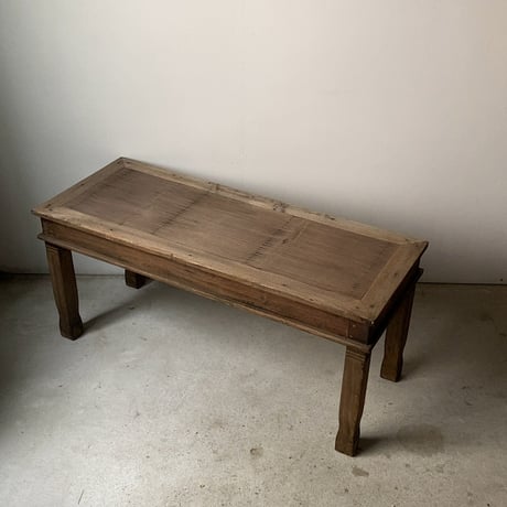 古い木製ベンチ 無垢材＋竹格子 留め継加工 長椅子 縁台 夕涼み グッドサイジング グッドエイジング 完品