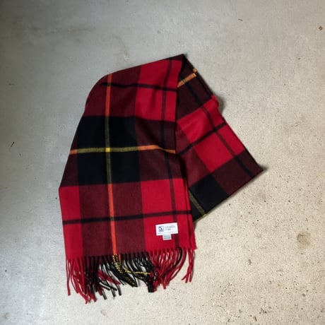 Johnstons of Elgin  ジョンストンズ カシミヤ中判ストール(180×37cm) マフラー CASHMERE100%  タータンチェック 赤/黒/黄  中古極美品