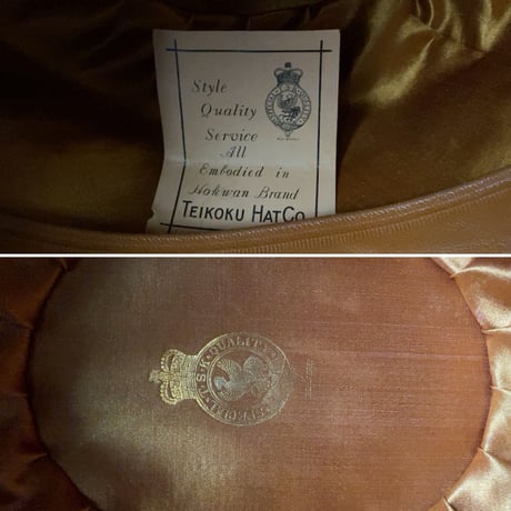 Teikokuhat co  帝国ハット HOKWAN BRAND  ヴィンテージボーラーハット ユニセックス 頭周約58.5cm ブラック  シルクハット 山高帽  紙タグ付きの美品