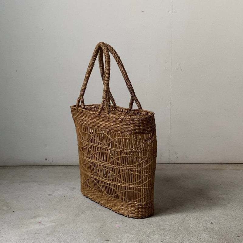 古い 籐編み 手提げ 籠／かご 古布 籐 バッグ fit=scale-down,w=1200