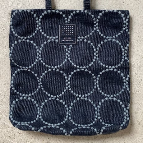 mina perhonen ミナペルホネン tambourine(タンバリン)  toast bag トーストバッグ  2022SS ミニトート  ネイビー/ライトブルー  中古美品