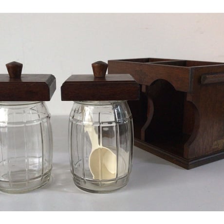 KONO  COFFEE SYPHON  コーノ コーヒーサイフォン　ヴィンテージウッドビーンズボトル＋KONOの計量プラスプーン　コーノ式 河野珈琲 珈琲豆キャニスター 保存容器 ガラス瓶