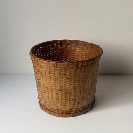 古い竹編みの屑籠(ダストボックス) 技あり丁寧な編み技術  日本の工芸品 民藝 天然素材 美品