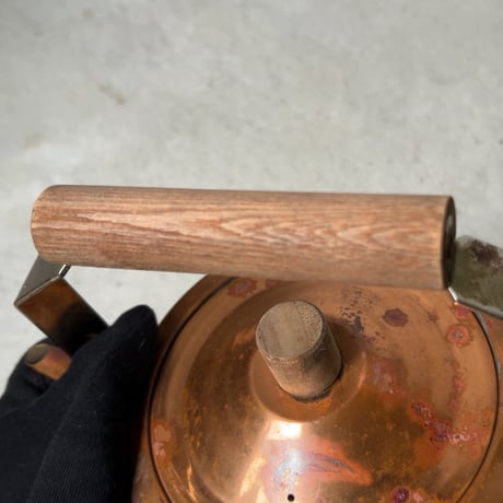 GLINTCOPPER グリントカッパー ヴィンテージ純銅ケトル 2.0L 木製無垢ハンドル+摘み  銅やかん  シミ有凹み無し 中古品