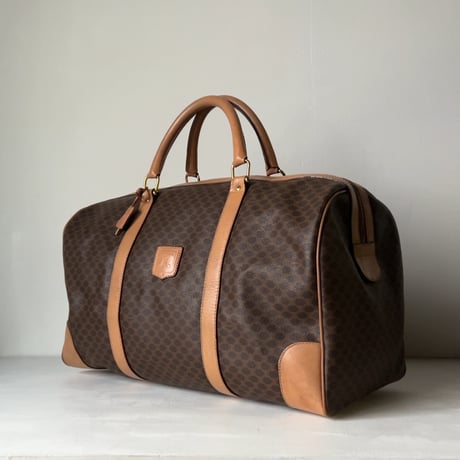 CELINE オールドセリーヌ トリオンフ(マカダム) 総柄  ボストンバッグ ゴールド金具 カデナ+鍵付き ヴィンテージセリーヌ 中古美品
