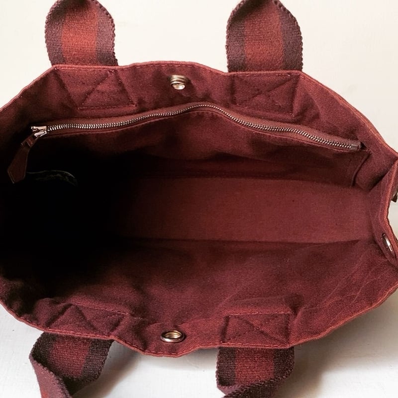 HERMES エルメス フールトゥ PM レザー/キャンバス ボルドー 赤茶 中古