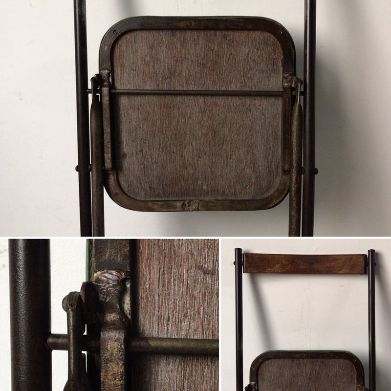 ヴィンテージ 折りたたみ椅子 スチール/ウッド/ コーティング