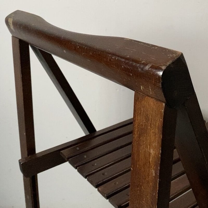 1960s 木製フォールディングチェア 折り畳み椅子 古い木のイス 太い