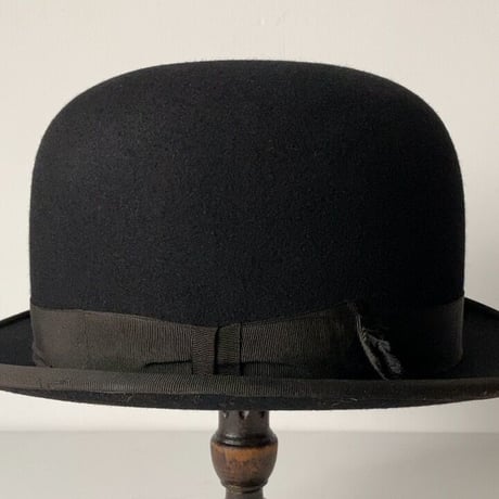 Teikokuhat co  帝国ハット HOKWAN BRAND  ヴィンテージボーラーハット ユニセックス 頭周約58.5cm ブラック  シルクハット 山高帽  紙タグ付きの美品