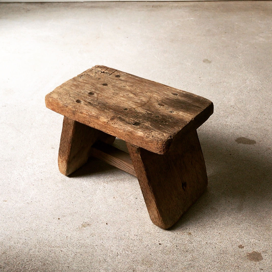 【昭和レトロ】ヴィンテージ 木製 作業台 スツール 踏み台 古材 古家具 花台 original