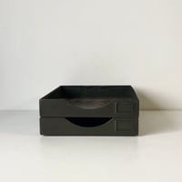カカシ ヴィンテージ スチール製2段トレー 書類トレー 書類ケース ミリタリーグリーン ダークグリーン 鉄のトレー アンティーク文具 ジャパンヴィンテージ 良品