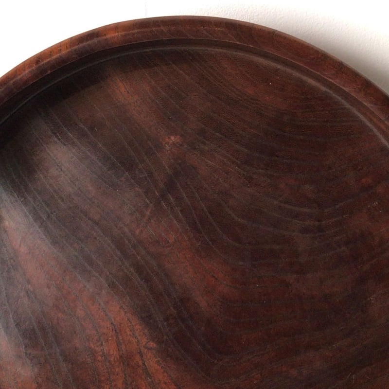 欅 くり抜き盆 木製トレー 33.6cm お盆 木工品 肉厚 素地 工芸品 民