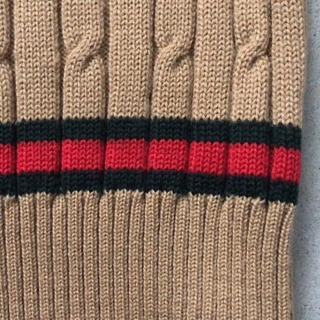GUCCI  オールドグッチ  ケーブル編み チルデンセーター   ウール素材   size 46   70s ヴィンテージ希少品  好配色  イタリア製  made in italy