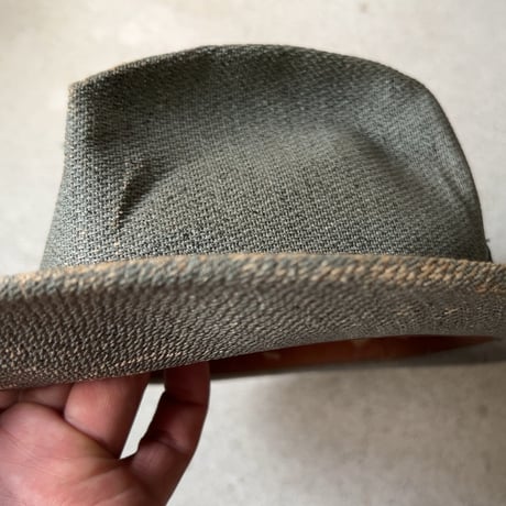 Colombia panamahat ヴィンテージ パナマハット ユニセックス 頭周約55.5cm 水色 ブルーグレー 編み帽子 中折れ帽 麦わら帽子