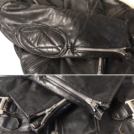 RIVETTS  LONDON  リベッツ ダブルライダースジャケット ブラック・レザー  イギリスヴィンテージ   size38  70sオールドモーターサイクル  made in England