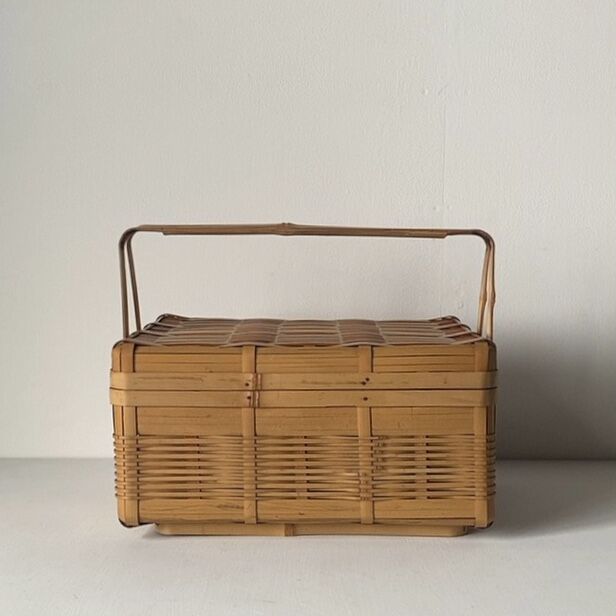 補修あり 豆腐かご 茶器入れ 昭和レトロ 竹細工 竹かご ピクニックバスケット 補修あり 豆腐かご 茶器入れ 昭和レトロ 竹細工 竹かご