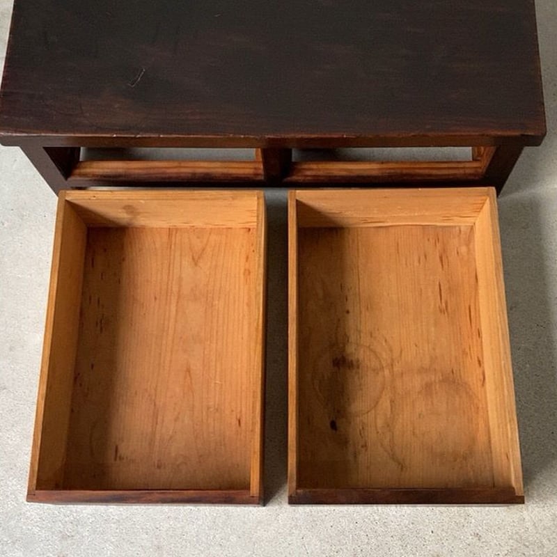 欅一枚天板 古い飾り台 2杯引出し 幅48cm小さめサイズ 置き台 花台