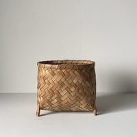 竹編みのヘラ立て お玉立て 幅約23cm ツールスタンド 足付き 天然素材 グッドコンディション