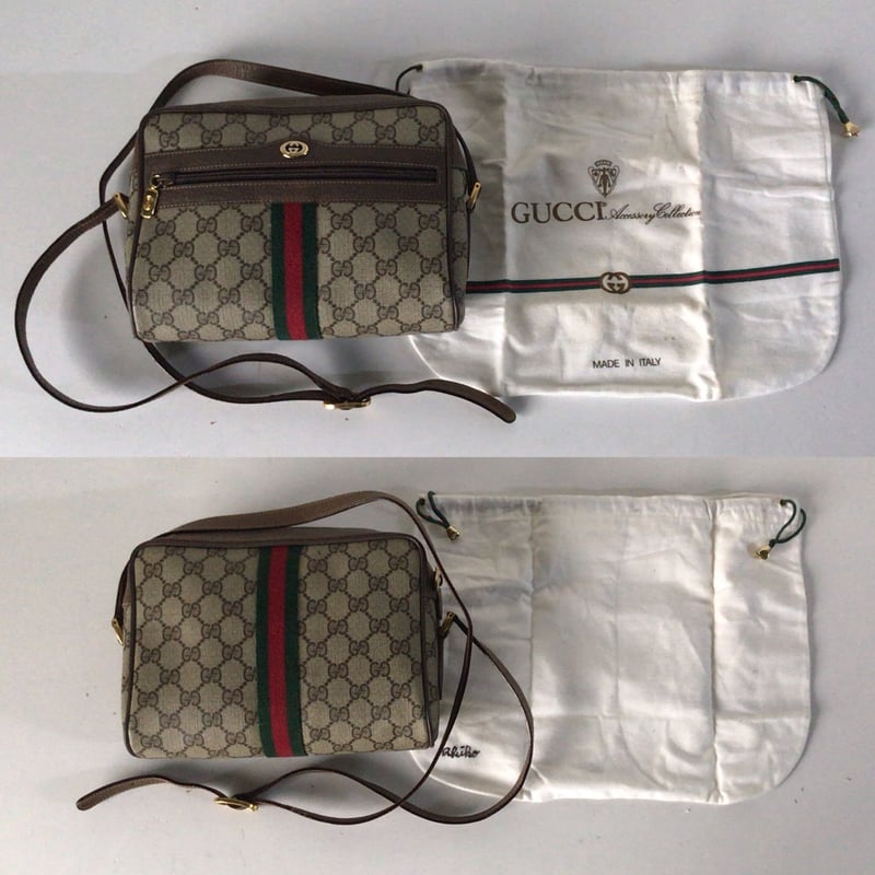 GUCCI オールドグッチ ショルダーバッグ GG柄 コーティングキャンバス ...