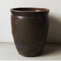 古い水瓶 民藝壺  古甕 (高さ約42cm幅約35cm) メダカ鉢 睡蓮鉢 水栽培 ガーデニング ビオトープ 水中昆虫 飼育器  ○五印