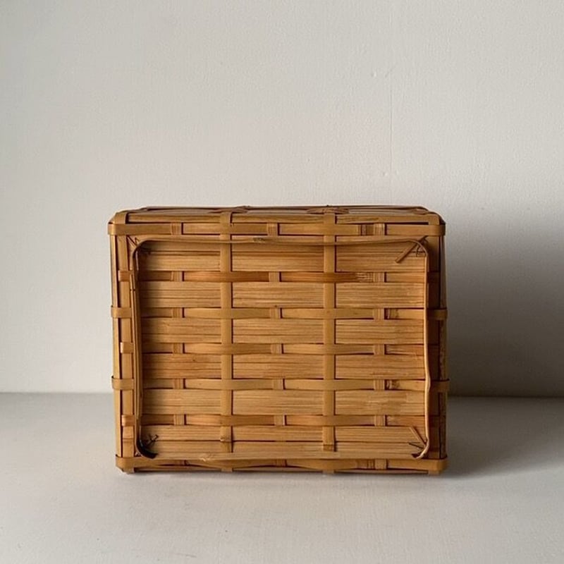 竹編みの豆腐籠 幅約28cm 手提げカゴ 竹かご 茶籠 煎茶道具