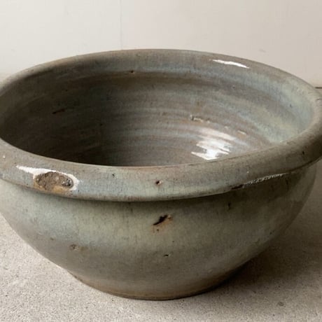 古いこね鉢  幅35cm 古瀬戸 美色  メダカ鉢  金魚鉢  睡蓮鉢  ビオトープ  古作 焼物  完品範疇