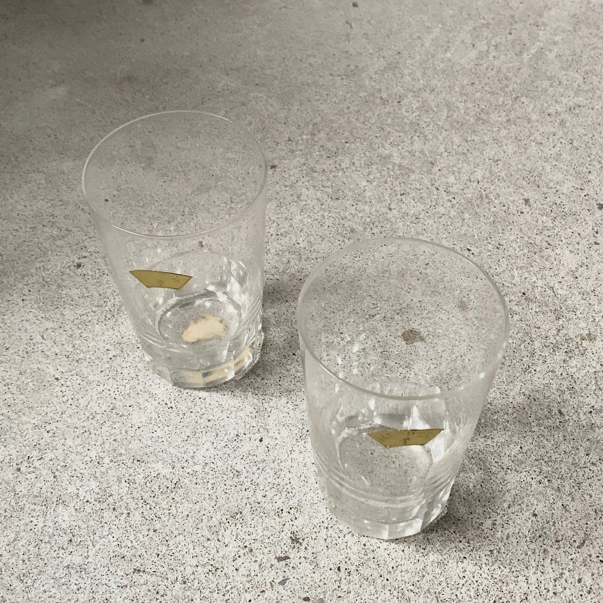 古いクリスタルガラスのグラス6客セット カガミクリスタル製品 昭和初期そごう販売品 デッドストック 箱無し ガラスコップ グラス 完品
