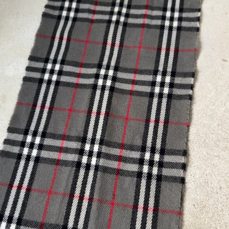 BURBERRYS バーバリーズ  LAMBSWOOL 100% ラムウール マフラー グレーノバチェック　70s～80s イギリスヴィンテージ made in england 中古品
