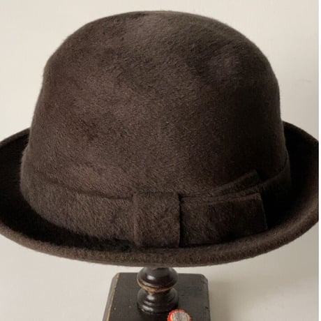 Borsalino ボルサリーノ  オールドボルサリーノ ヴィンテージハット 山高帽 中折れ帽 ソフト帽 ダークブラウン  ユニセックス実寸頭周約56.5cm ツバ短め グッドバランス
