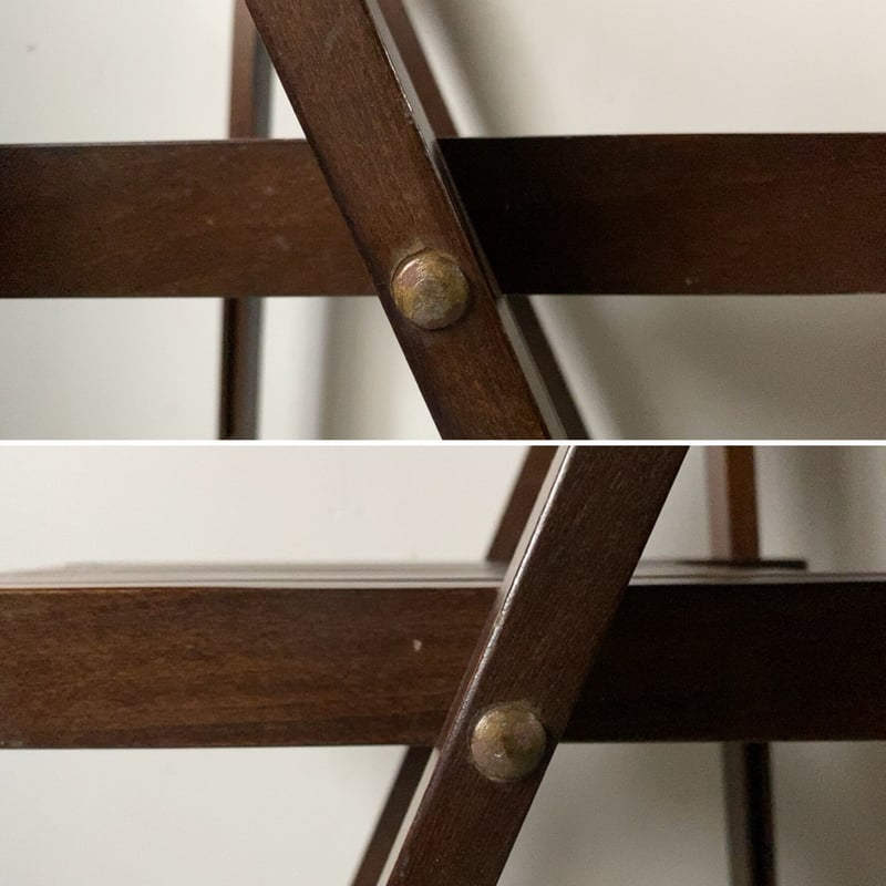 1960s 木製フォールディングチェア 折り畳み椅子 古い木のイス 太い