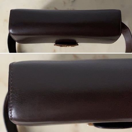 CELINE オールドセリーヌ 馬車金具 ダークブラウン ゴールド金具 ボックスカーフ 80s 90s ヴィンテージセリーヌ グッドコンディション