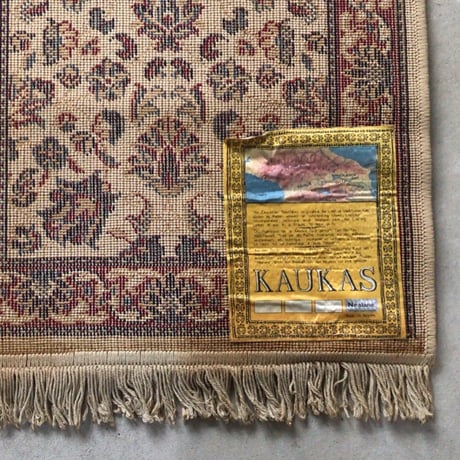KAUKAS  ヴィンテージ  ラグ  オールドマット ベルギー製 小さめ絨毯  約100cm幅(フリンジ込)  made in belgium