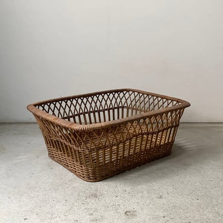 ヴィンテージ ラタン製 脱衣籠 昭和初期の銭湯 グッドエイジング 完品範疇
