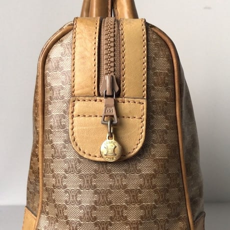 CELINE  セリーヌ   マカダム柄 ブラゾンロゴ  ヴィンテージ ハンドバッグ   ベージュ  中古美品