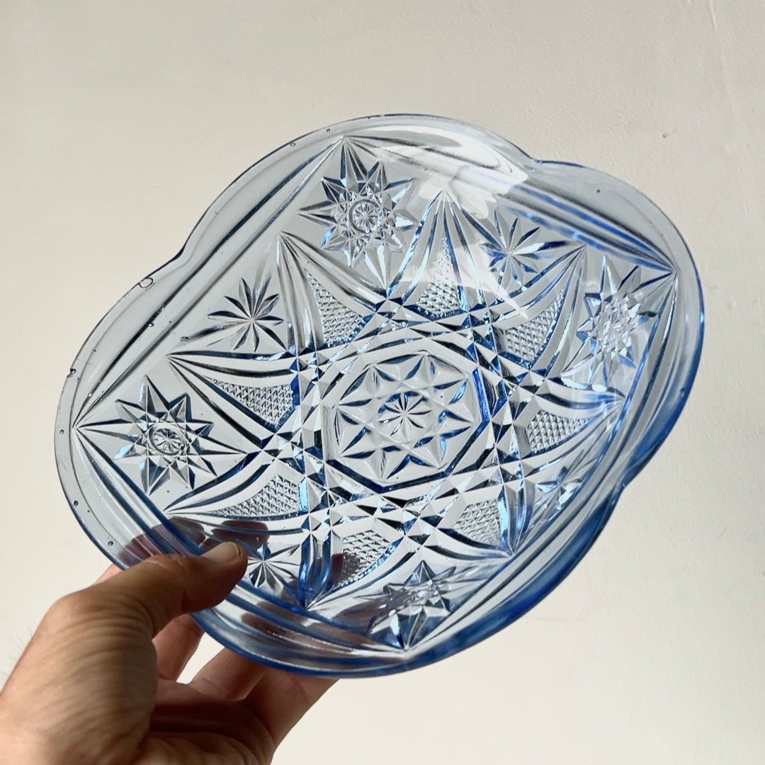 アンティークプレスガラスプレートボール 硝子のうつわ | むかしのうつわ 迦史庵