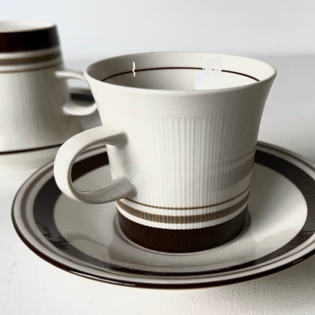NIKKO ニッコー  オールドカップ&ソーサー箱入6客セット ダークブラウン ライン ジャパンヴィンテージ デッドストック 未使用品
