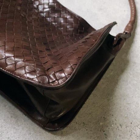 BOTTEGA VENETA ボッテガヴェネタ イントレチャート ハンドバッグ ワンショルダーバッグ レザー 焦げ茶 ブラウン レディース 中古品