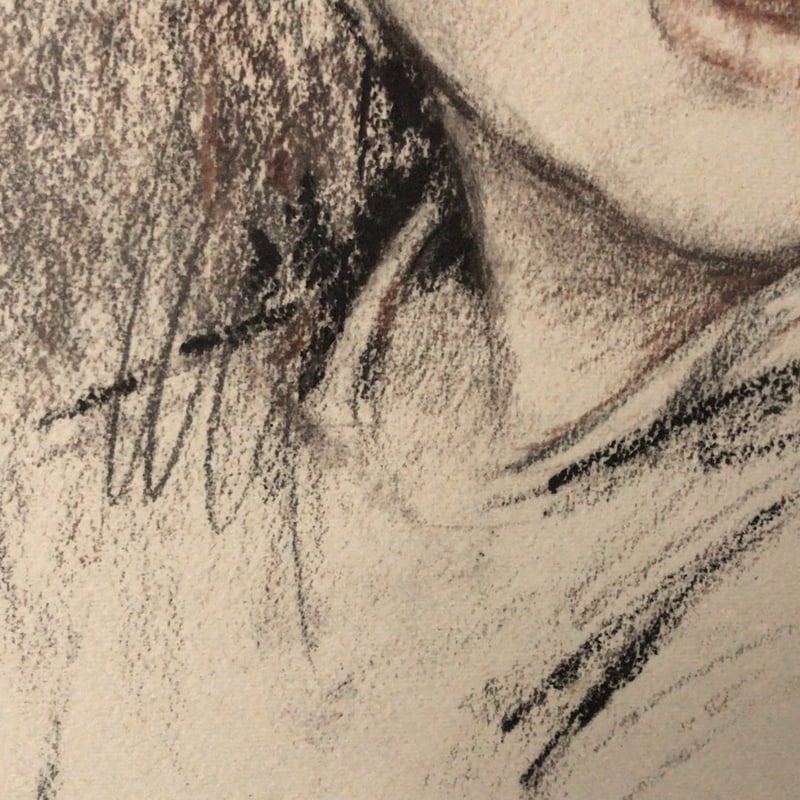 少女人物画 パステル・水彩 額 木製無垢材 デザイン・コンデイション