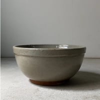 古いこね鉢(ストーンウェアA) 幅約26cm シンプル大鉢 巨大ボウル 荒い目跡 小ぶり メダカ鉢 水栽培 ビオトープ  完品