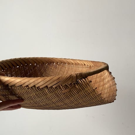 丸い片口ざる 入れ子2点セット  竹編みザル 竹笊 竹籠 竹工芸 竹細工 工芸品 手仕事 古民藝 古民具 古道具 ジャパンヴィンテージ