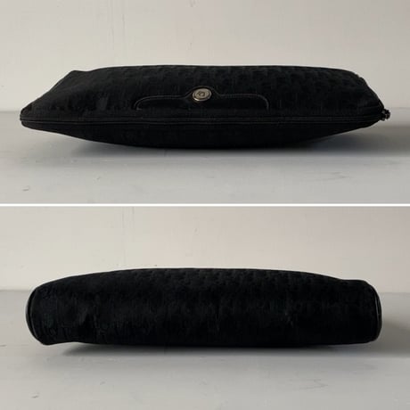 Dior  オールド クリスチャン ディオール  トロッター レギュラーポーチ ブラック レザー/ファブリック ヴィンテージ  28cm