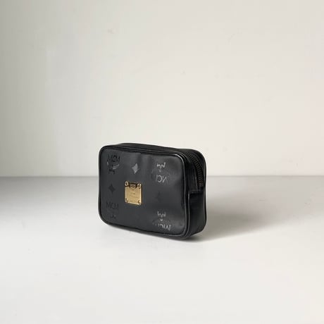 MCM オールドエムシーエム ヴィセトス柄 モノグラム ブラック ミニポーチ ナイロン/レザー コンビ  化粧ポーチ 小物入れ カメラケース  中古美品