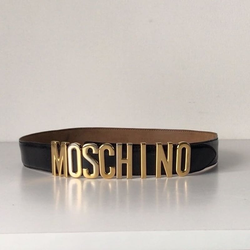 MOSCHINO モスキーノ ヴィンテージ ムーブ ロゴ プレート レザーベルト