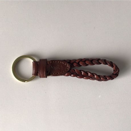 POLO Ralph Lauren   ポロ ラルフローレン   レザー編み   キーリング     ダークブラウン/ゴールド    未使用品