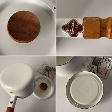 Noritake Couleur  オールドノリタケ ホーロー 片手鍋16cm 両手鍋18cm クルールシリーズ  琺瑯/木製無垢材 ヴィンテージ デッドストック