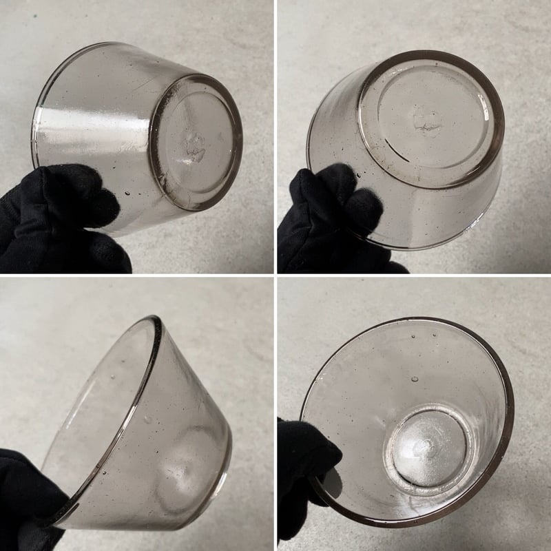 ヴィンテージ ガラス器 昭和初期 グレーベース ゆらゆら 気泡 硝子