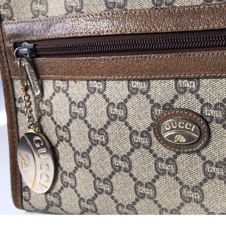 GUCCI グッチ オールドグッチ  GGプラスPVCキャンバス/レザー セカンドバッグ ヴィンテージ 中古美品