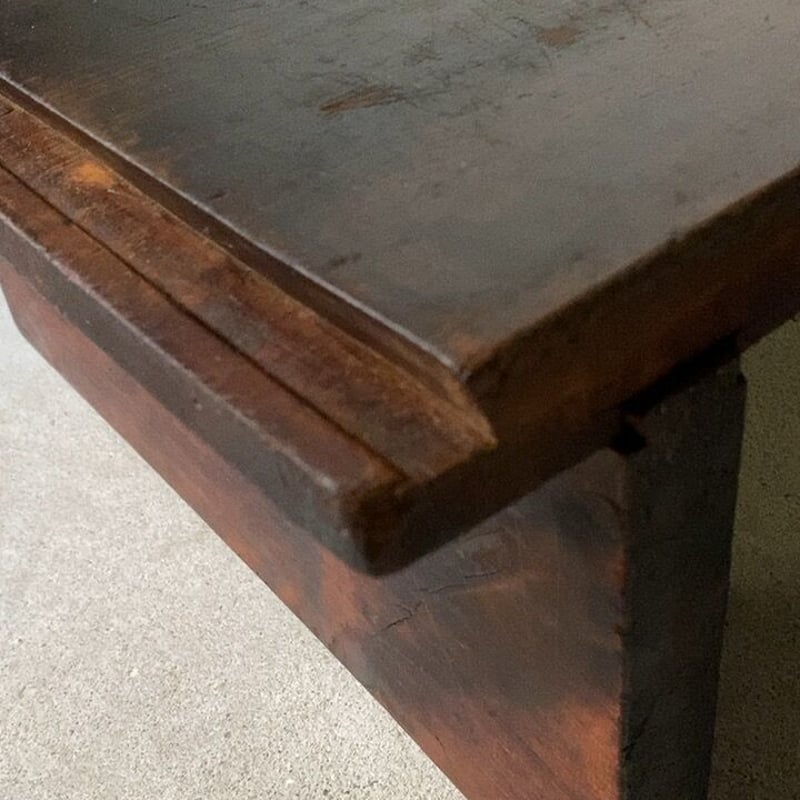 古い継ぎテーブル 黒光トロトロの文机 分厚くゴツい無垢材が迫力十分