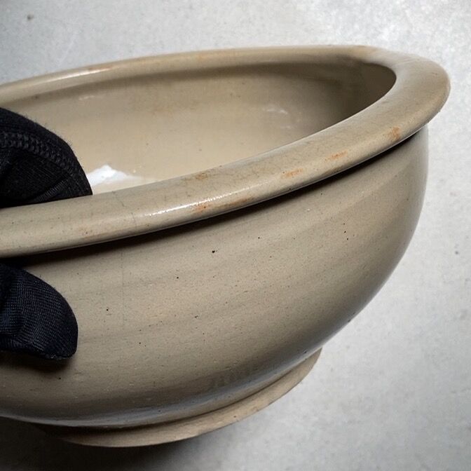 ボウル　小鉢　アンティーク　骨董　工芸品　陶芸　民藝 古い甕 約36cm 灰釉 特大こね鉢 昭和初期 民藝甕 瓶 メダカ鉢