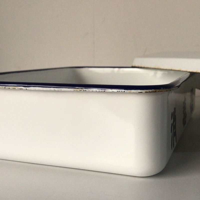ホーロー蓋付き滅菌ケース sterilizer/消毒器 ロゴ入り 琺瑯 道具箱 